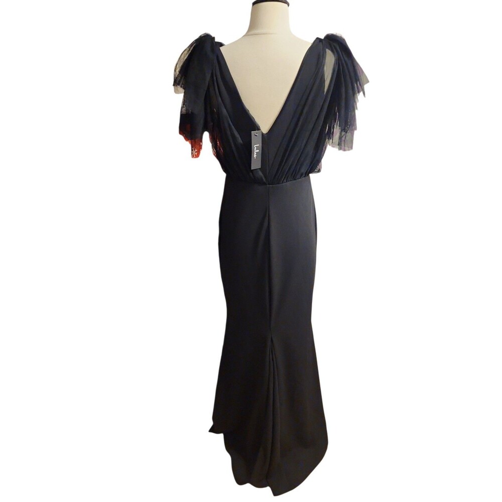 Lulus Maxi Mermaid Dress Womens XL Black Fairy Whimsigoth Ruffle Flutter Sleeve - Picture 4 of 9